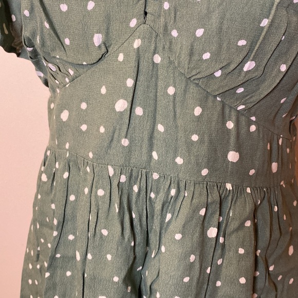 mo:vint Sage Green Polka Dot Mini Dress - Picture 3 of 6